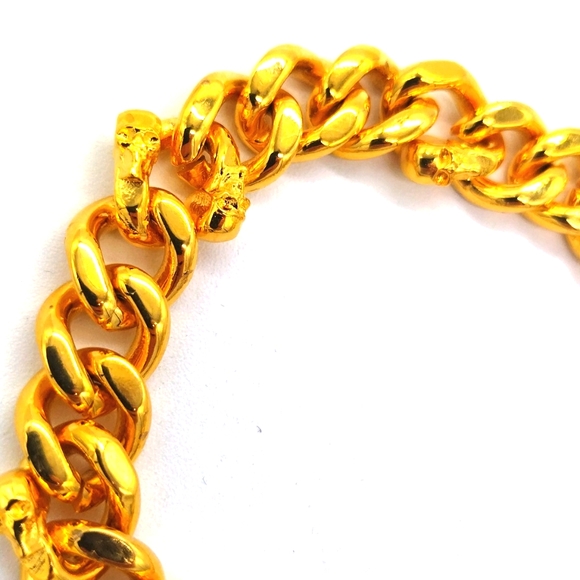 Alexander McQueen Gold Skull Motif 8" Bracelet-18K Gold plated - Picture 7 of 11